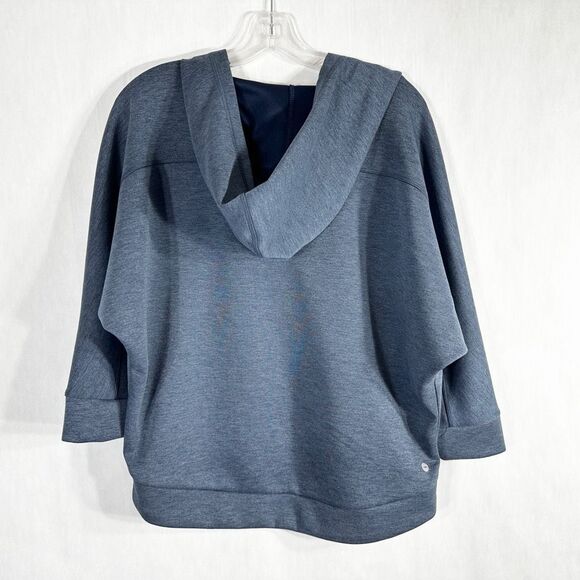 Avia Size Large Hoodie Sweatshirt Cropped Dolman Sleeve Lace Up Blue 1509 - Picture 2 of 9